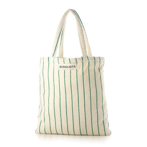 BONGUSTA �{���O�X�^ �g�[�g�o�b�O NARAM TOTEBAG �i���� ���f�B�[�X �^�I���n �R�b�g�� �y�� �X�g���C�v BON01 �� �C �v�[�� �T�X�e�B�i�u�� ���W���[ �V���b�s���O �ӂ�ӂ� (pure white & grass)