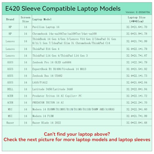 Image of Smatree Elite Laptop Sleeve for 14 inch HP Chromebook /Pavilion, Lenovo ThinkBook /IdeaPad /ThinkPad, ASUS ExpertBook /Zenbook /Vivobook, Acer Predator, Razer, MSI, Protective Laptop Case with Pocket(E420)