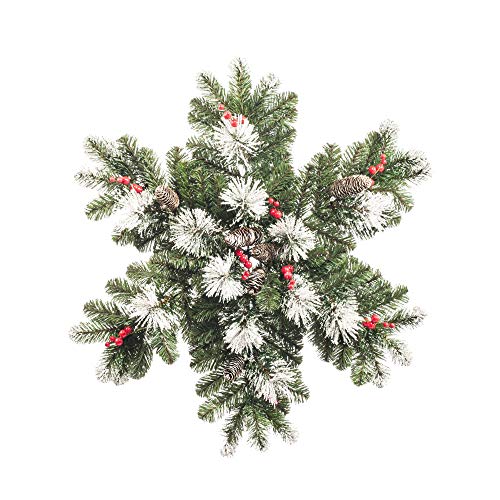 eveXmas Guirnalda navideña con forma de copos de nieve, puntas de PE+PVC, conos de pino y bayas - 70 cm Cover