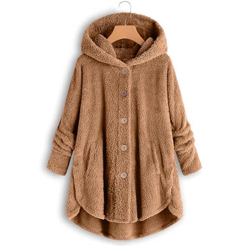 Girls Fuzzy Jacket with Pockets Hooded Fleece Sherpa Long Sleeve Button up Teen Warm Winter Long Coat Kids Clothes3