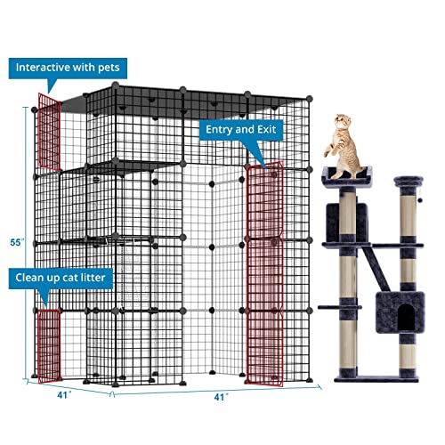 Eiiel Large Cat Cage Cat Playpen Detachable Metal Wire Indoor DIY Kennels Crate Large Exercise Place Ideal for 1-4 Cat - Image 5