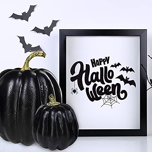 Image of Winlyn 7 Pcs Assorted Artificial Black Pumpkins Halloween Faux Rustic Decorative Foam Pumpkins for Fall Halloween Thanksgiving Tabletop Centerpiece Mantel Kitchen Decor