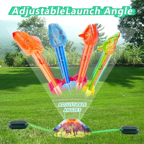 image for Gizzjoy Dinosaur Rocket Launcher for Kids - Launch Up to 100 Ft, 8 Roc