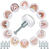 Roowest 12 Pcs Boho Dresser Knobs Round Soft Rubber Boho Drawer Pulls Rainbow Drawers Decorative Dresser Knobs for Girls Boys Kids Pull Handle for Nursery Closet Cabinet Furniture
