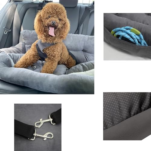 Hunde-Sitzerhöhung für Autositzgurt, Auto-Sitzerhöhung für kleine und mittelgroße Hunde und Katzen, universelles bequemes Hundebett