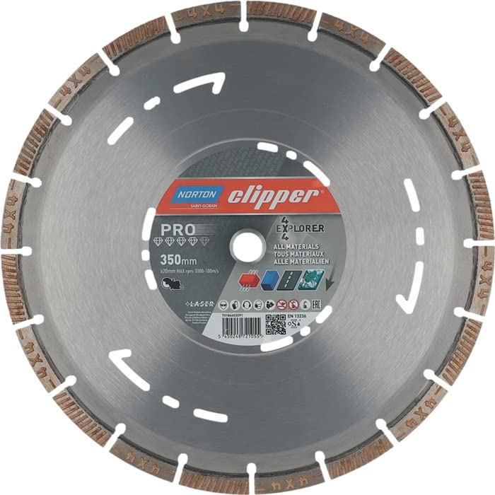 NORTON CLIPPER Diamentowa tarcza tnąca 4x4 Explorer D.350 mm wiertło.20 mm 3,2 mm 12 mm