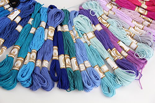 Raylinedo Embroidery Thread 100 Pcs Skeins Stranded Deal Embroidery Threads Embroidery Floss Threads, 50 X Assorted Coloured Skeins (Random Color) #TOP5