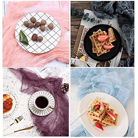 Gauze Napkin 4pieces 23x35 Inch (60 x 90cm) Cheesecloth Photography Props for Tabletop Food Product Flat Lay Backdrop Paper Photo Studio Background (Grey Blue & Reddish Purple & Sky Blue & Pink) Cover