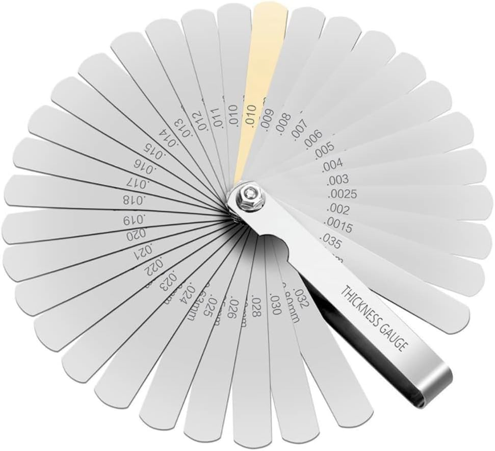 Stainless Steel Blades Feeler Gauge Dual Marked Metric and Imperial Gap Gauge,32 Pieces of Different Thickness Detection Sheets