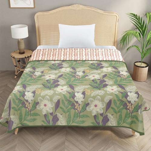 Image of Homestan Reversible All Season Cotton Feel Dohar for Single Bed,Soft Light Weight AC Blanket /Comforter for Summer /Winter /Monsoon (58x86 Inches, Tropic Dew)