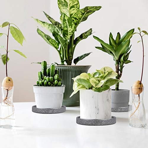 YARNOW 2pcs 4.5 Inch Ceramic Plant Saucer Round Shape Planter Pallet Tray Flower Pot Base for Garden Indoor Outdoor (Grey)