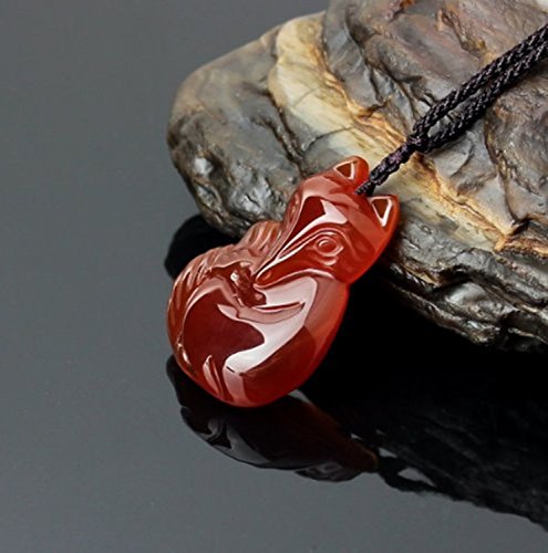 Coolsome Women's Red Agate Fox Queen Pendant Necklace Grounding Stone Protection (Red Agate) #TOP4