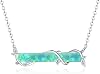 Horizontal Bar Necklace Sterling Silver Leaf Bar Pendant WhiteBlueGreen Opal Necklace Opal Jewelry Gifts for Women Teen Girls