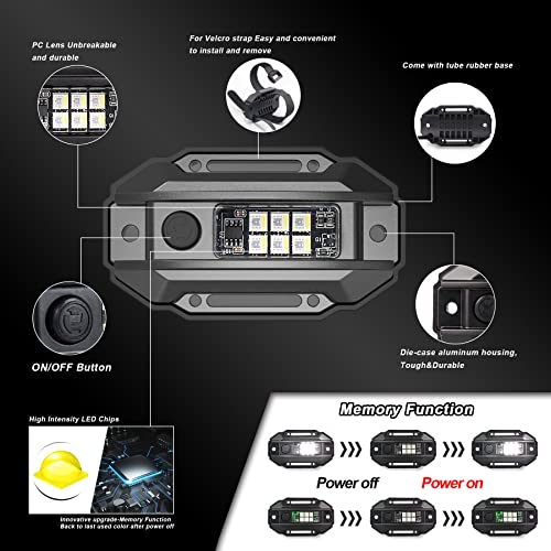 Luz de cúpula RGB blanca para UTV y ATV con interruptor universal 3