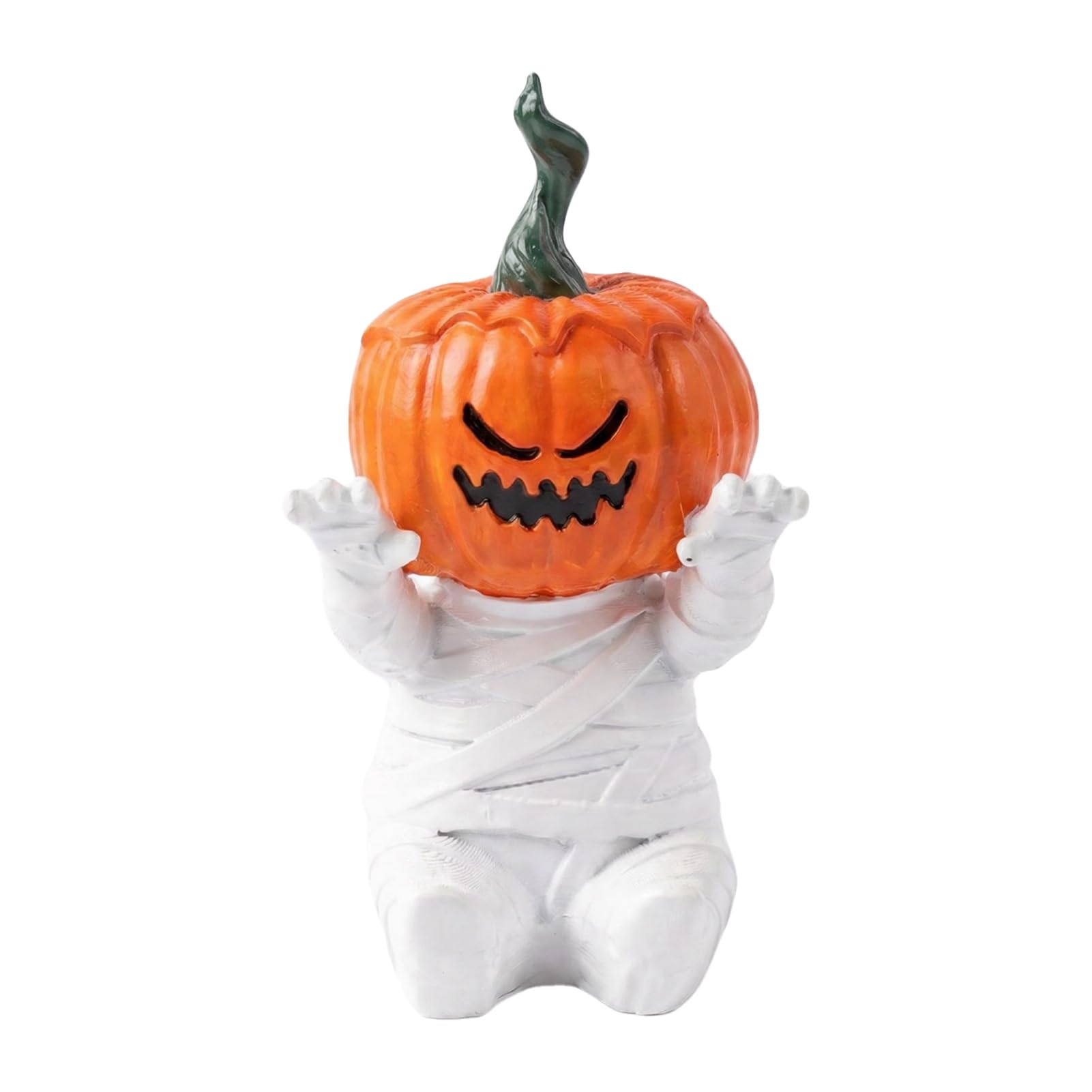 Pumpkin Head Mummy Statue Resin Halloween Ornament for Desktop Shelf