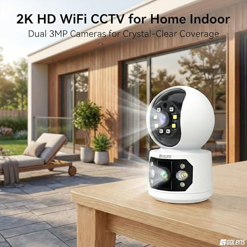 Image of Golens WC07K 6MP Dual-Lens WiFi Security Camera Outdoor, 360 PTZ, AI Human Detection, Color Night Vision, 5X Zoom, Two-Way Audio, Alarm Light, App Control