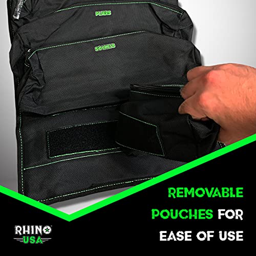 Rhino Usa Tool Bag Roll - Heavy Duty Canvas Organizer Pouch For Tools - Ultimate Travel Tool Storage Kit For Utv, Car, Truck, 4X4 Offroad - Upgraded With Labeled & Removable Pouches - Secured For Life #TOP1