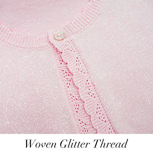 Image of Girls Cardigan Bolero Ruffle Open Front Button Cover-Up 3-12Y | Soft Cotton Blend Knit Long Sleeve Classic Crew Neck Breathable Durable No Shedding School Uniform Casual Outdoor Play Black
