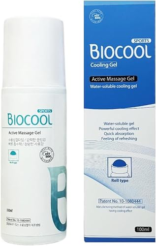 BIOCOOL Max Strength Roll-On Gel  3.4 fl oz (3.38 fl oz)  Mentol para dolor muscular, rigidez articular e incomodidad  Fórmula coreana de acción