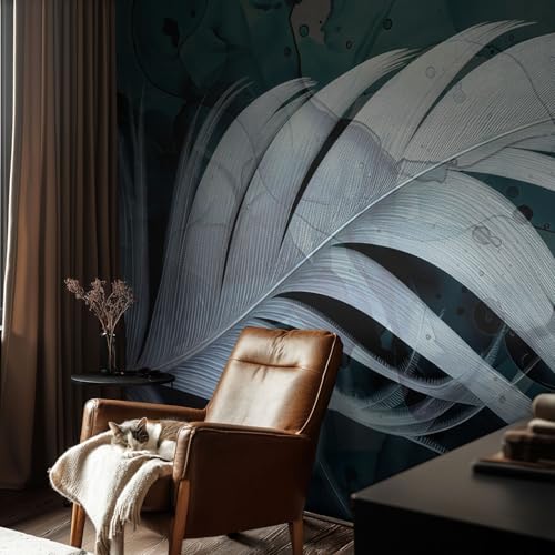 Papel pintado autoadhesivo pluma etérea para renovar paredes sin obras con vinilo 152x104 3