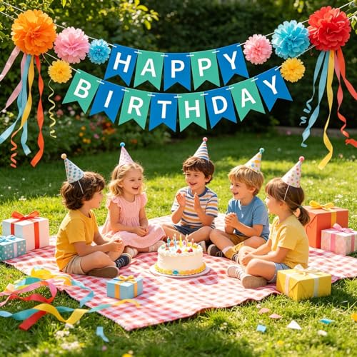 Image of Happy Birthday Banner Birthday Party Supplies (Blue 3)