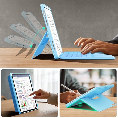 Image of Keyboard Case for iPad 11th (A16) & 10th Generation，Ultra-Light Magnetic Detachable Keyboard with Multi-Touch Trackpad - Backlit Keys,Adjustable Stand Case for iPad 11 inch 2025&10th Gen (Sky Blue)