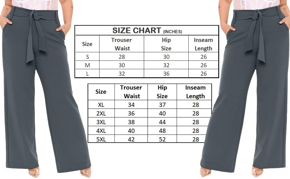 Image of FRAULEIN Women's Western Stylish Trousers Relax Fitting Belted Wide Leg [S - 5XL] Size Pants
