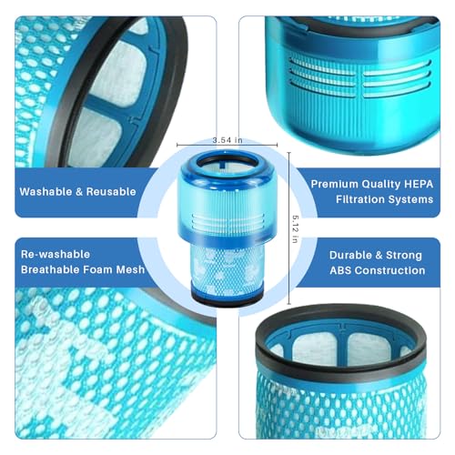 Image of 3 Pack V15 Vacuum Filters Replacement for Dyson-V15 Detect, V15 Detect Absolute, V15 Submarine, Dyson-V11 Animal Filter, Dyson-V11 Filter, Dyson-V15 Detect Filter, Part 970013-02
