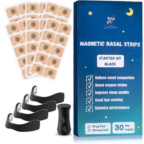 Pack of 90 Magnetic Nose Strips with 4 Applicator Reusable-Style Refill with Strong Grip Nasal Dilators Nose Strips with Smooth Edges and Skin-Friendly Material for Versatile All-Day Use