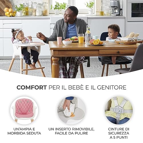 Kinderkraft Seggiolone Pappa Sienna, Rialzo Da Sedia, Vassoio Rimovibile, Seduta Ampia, Comodo Poggiapiedi, Per Bambini Da 6 Mesi Fino 4 Anni, Rosa - 7