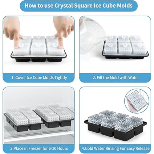 Image of Premium Combo of Large 3D Crystal Square Ice Cube Tray & Football Shaped Silicone Molds for Chilling Drinks, Chocolates, Juice, Jelly and Many More. Pack of 2 (Light Blue)