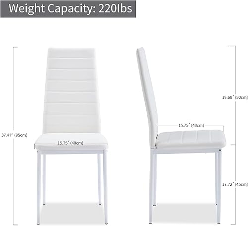 Miniatura 39 de Juego de 4 sillas de comedor, silla auxiliar tapizada, sillas modernas de cocina y comedor, silla de comedor de piel sintética lavable con patas de