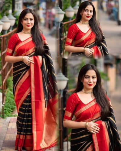Image of Yashika Women's Woven Printed Kanjivaram Banarasi Art Silk Saree Saree with Unstitched Blouse Material - Suitable for All Indian Weddings and Festivals