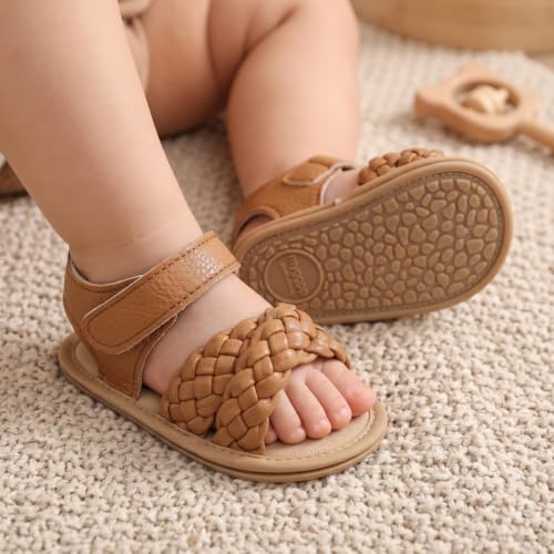 Image of Babelvit Infant Baby Girl Boy Sandals Comfort Premium Summer Outdoor Casual Beach Shoes with Flower Bowknot Anti Slip Rubber Sole Newborn Toddler Prewalker First Walking Shoes