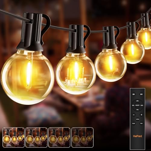 HeiPard Lichterkette Außen 10m 15 G40 LED Glühbirnen mit Fernbedienung dimmbar Timer & Memory IP45 wasserdicht bruchsicher 24V 2200K Warmweiß für Garten Balkon Terrasse