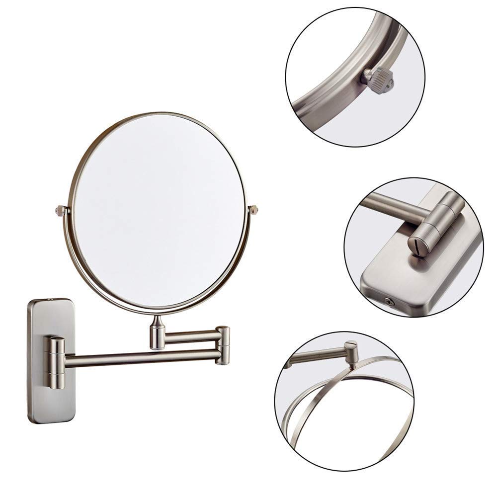 Specchi for il trucco a parete, specchietti da trucco girevoli estensibili regolabili a doppia faccia ingrandenti cosmetici (Color : 8inch, Size : 10X)