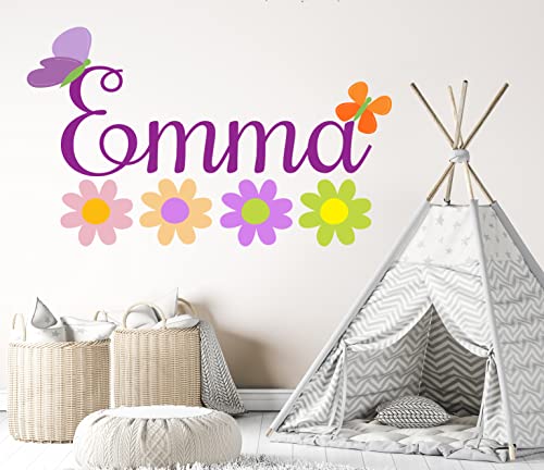 Vinilo Decorativo Nombre Personalizado Flores Mariposa 15x10" miniatura 4