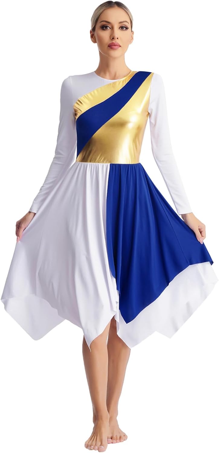 RUNQHUI Femme Robe De Danse Liturgique Lyrique Manches