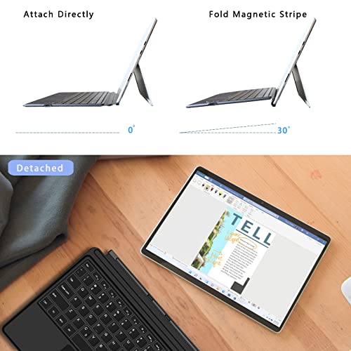 Domeun 13 Inch Surface Pro 8/9/X Keyboard - Portable Bluetooth 5.1 Wireless Backlit Microsoft Surface Pro 9/ Pro 8/ Pro X Keyboard With Trackpad & Built-In Rechargeable Battery #TOP5