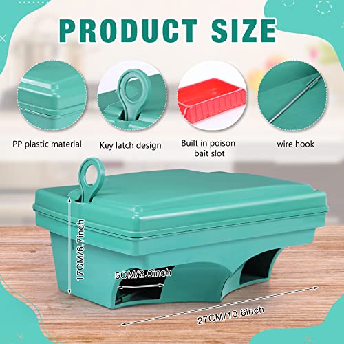 Qualirey 6 Pack Rat Bait Stations With 6 Keys Reusable Mouse Bait Stations Heavy Duty Bait Boxes For Rodents Outdoor Mouse Poison Holder Green Large Station Traps For Mice Pests, Bait Not Included #TOP1