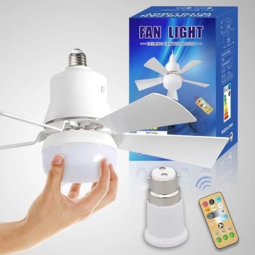 TruSky Ceiling Fans with Lights Remote & E27 Holder, LED Ceiling Fan Light 2H/4H Timer, Dimmable, E27 Bulb Fixture, Upgrade Your Comfort with Quiet 3 Speed Fan Lights for Bedroom Living Room