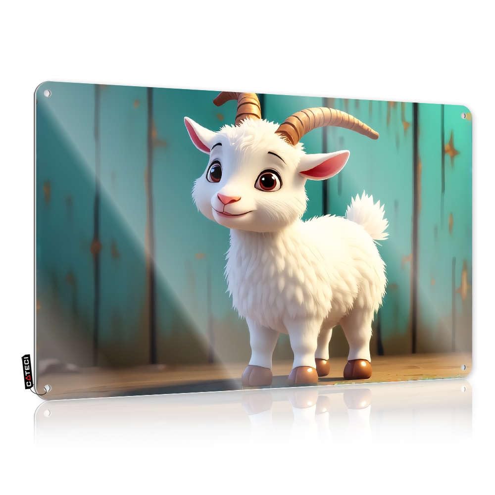 Sujd Colour A Cute Cartoon Goat With Big Eyes. Funny Sign Hanging Decorative | Adorable Name Hanging Art For Pub Living Room(30X40cm)