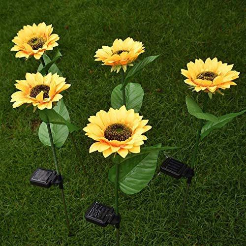 Grewtech Solar Lights Outdoor - New Upgraded Solar Garden Lights, Sunflower Solar Flower Lights for Patio,Yard Decoration, Bigger Flower and Wider Solar Panel