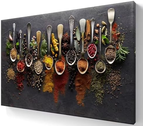 Spice Pictures for Kitchen Wall Art Decor Herbs and Spices in Spo...