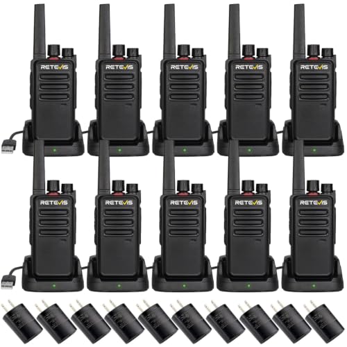 Retevis RT68 Two Way Radio Long Range Walkie Talkies for Adults Compact Rugged Heavy Duty 2 Way Radios Rechargeable with USB Charging Base for School Restaurant Church Business(10 Pack)