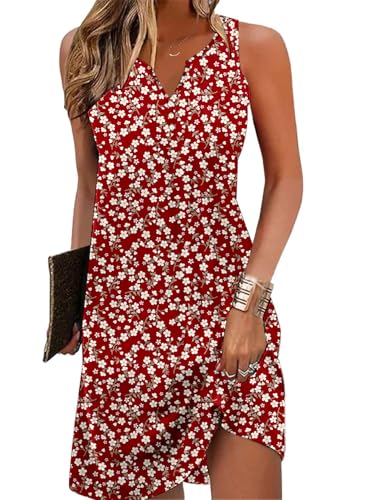 Image of Ladlop Summer Dresses for Women 2026 Beach Loose Casual A Line Dress Sleeveless V-Neck Sundress with Pockets