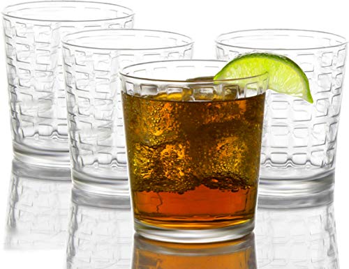 Circleware Blocks Set Of 4 Heavy Base Drinking Whiskey Glasses Glassware Cups For Vodka, Brandy, Scotch, Bourbon & Liquor Beverages, 12.5 Oz #TOP1