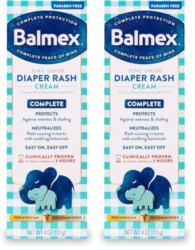 Image of Balmex Complete Protection Baby Diaper Rash Cream with Zinc Oxide + Soothing Botanicals, 4 Ounce (Pack of 2)
