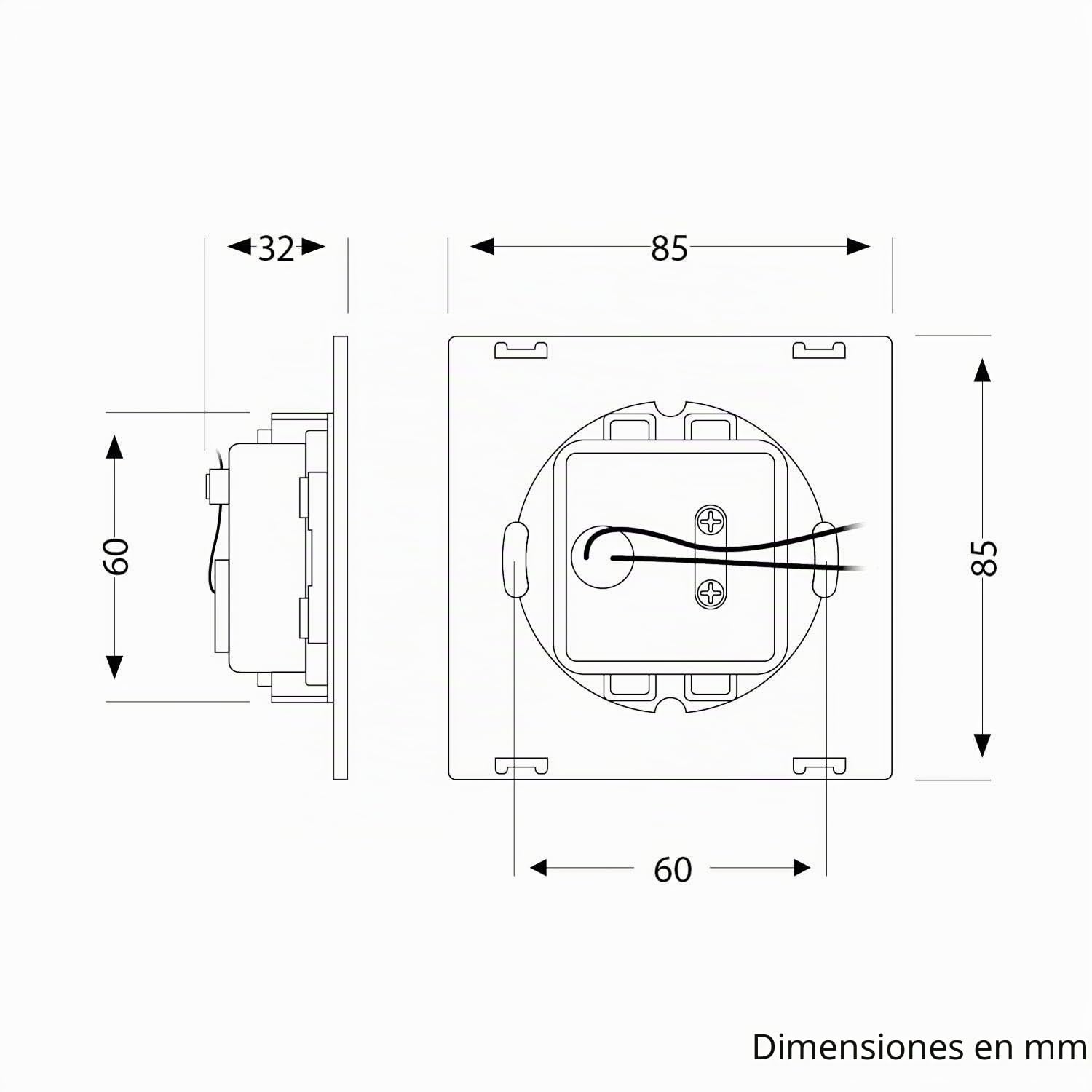 ledscom.de Lámpara LED para escaleras/empotrable en pared FOW de 15 LED, para interior y exterior, downlight, rectangular, 85 x 85 mm, blanco cálido