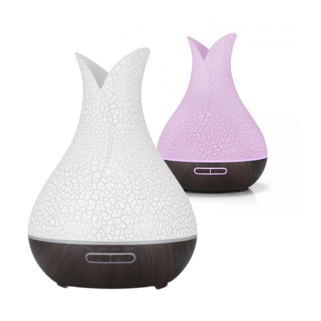 BOT diffusore di aromi elettrico per oli essenziali con Alexa e Google Home. 4 in 1 lampada profumata decorativa, purificatore d'aria e umidificatore (legno scuro)